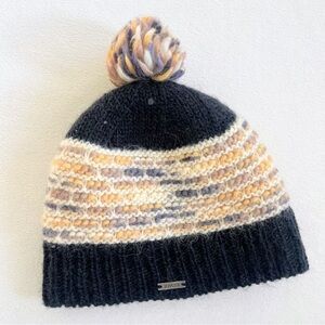 Prana Striped Knit Beanie - Black, Cream, and Tan
